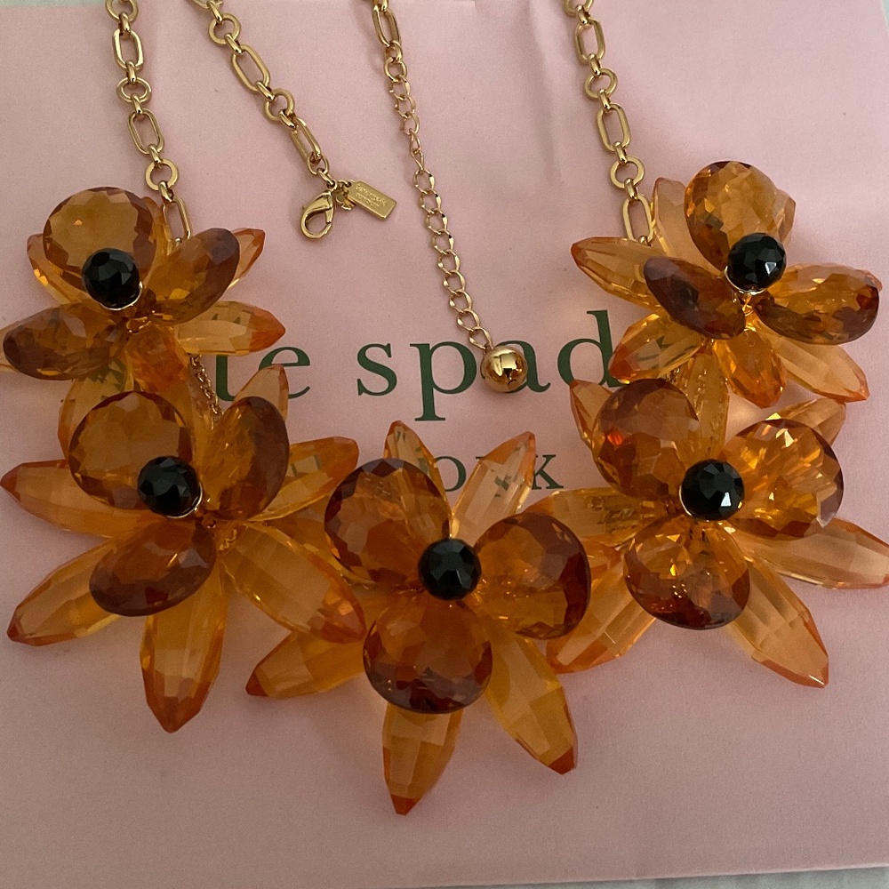 kate spade Amber Crystal Flower Statement Necklace